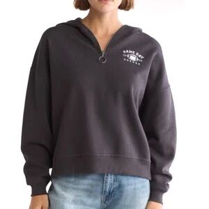 Vinyl Icons Game Day Faded Black Quarter Zip Hoodie Sweater NWT Size Medium
